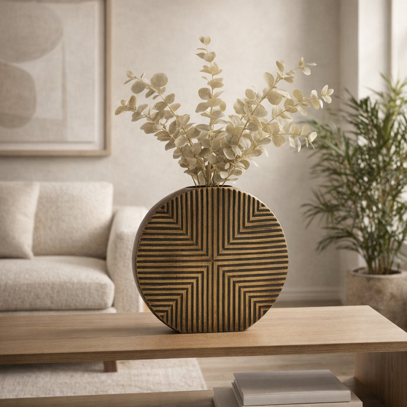 Vase en métal et aluminium Parizoda, H 13 po x l 14 po x P 3 po