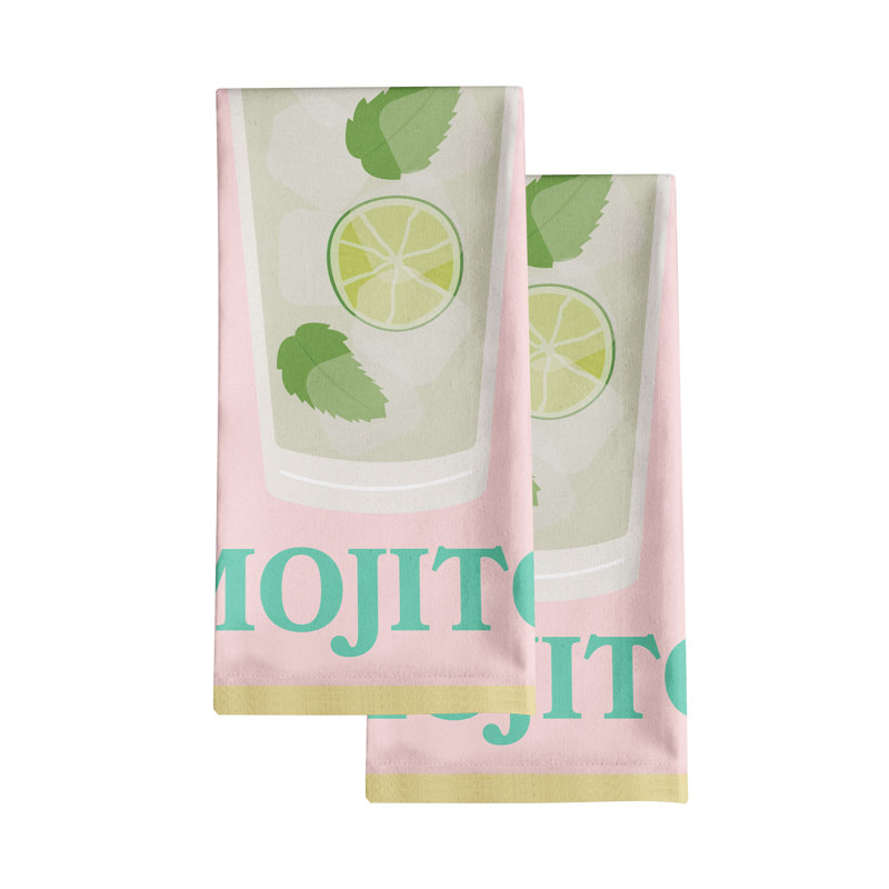 Ensemble de 2 serviettes de cuisine à imprimé numérique Winston Porter, 20 po x 30 po - Mojito