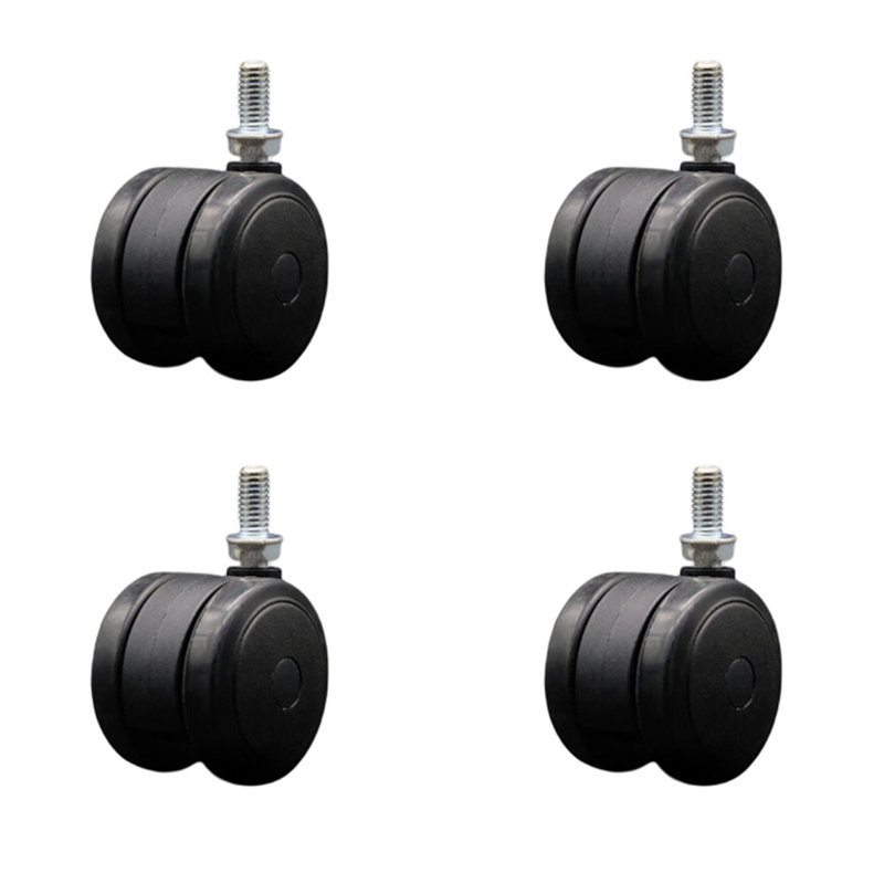 Ensemble de 4 roulettes pour lit simple 3/8 de 2 pouces, Noir