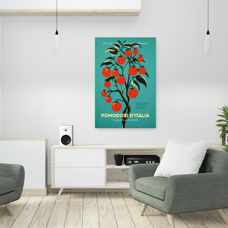 «Vibrant Italian Tomatoes», art floral rétro rétro avec plante fruitière, H 36 po x l 24 po