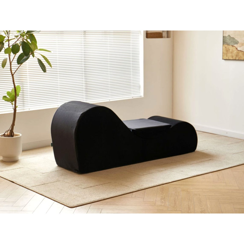 Chaise longue de yoga rembourrée de mousse, noir