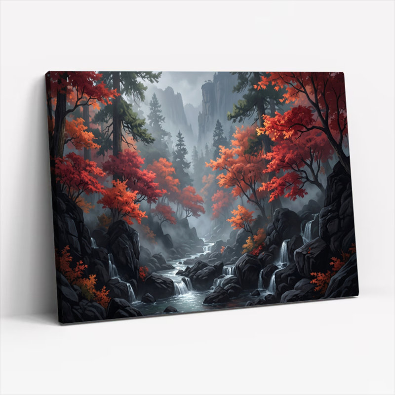 Forêt d'automne, reproduction d'art sur toile, ensemble de 1, Wrapped Canvas, 24"H x 36"W