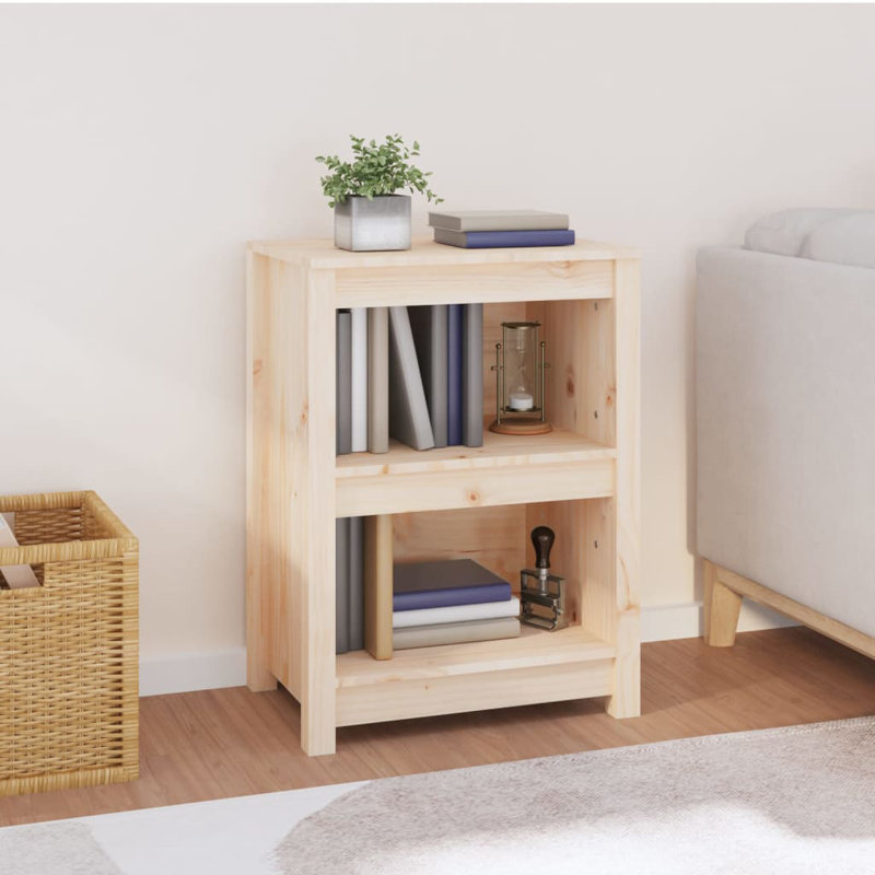 Cleta 68cm H Solid Wood Standard Bookcase, Grey, 68cm H x 50cm W x 35cm D