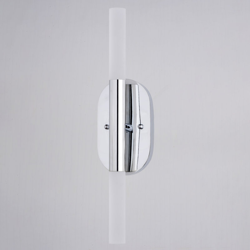 Traviona 2 Light Integrated LED Bathroom Vanity Fixture White Shade, Chrome