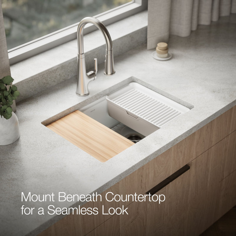 Billings Undermount Single-Bowl Workstation Kitchen Sink, White