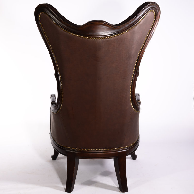 Antoinette Club Chair, Dark Brown Genuine Leather