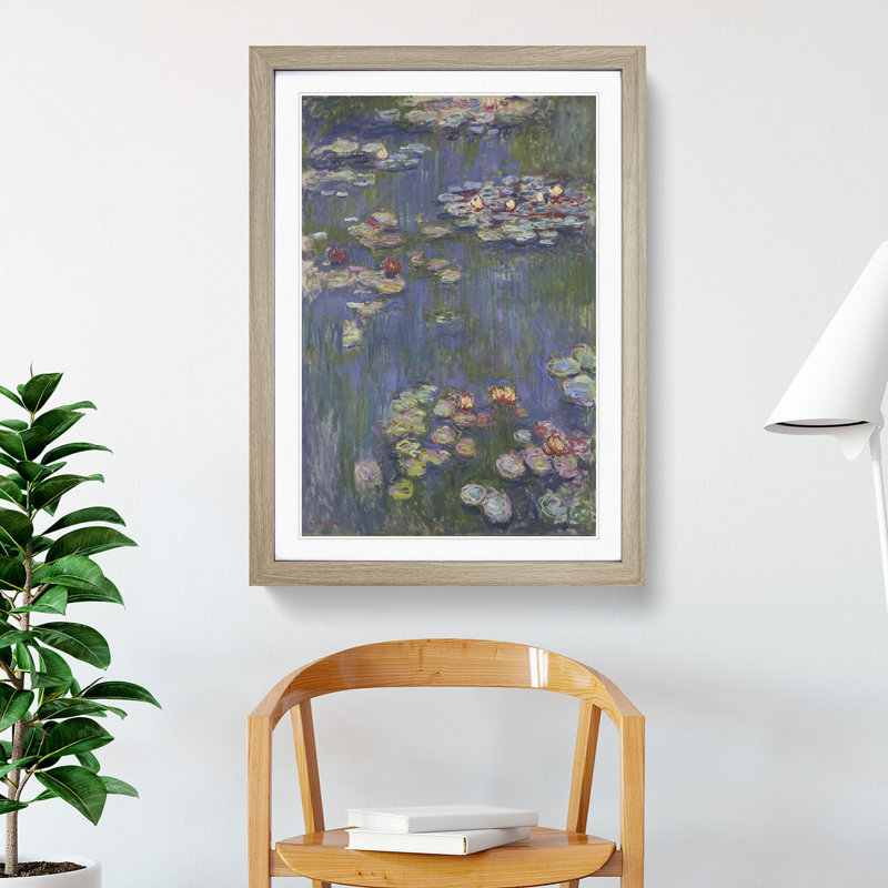 Water Lilies Lily Pond Vol.27 by Claude Monet - Picture Frame Painting, Oak, 36cm H x 27cm W x 2cm D