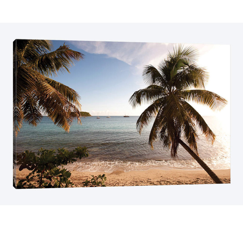 «Palm Trees on Beach at Sunset Culebra Island Puerto Rico», reproduction de photo sur toile, H 12 po x l 18 po x P 1,5 po