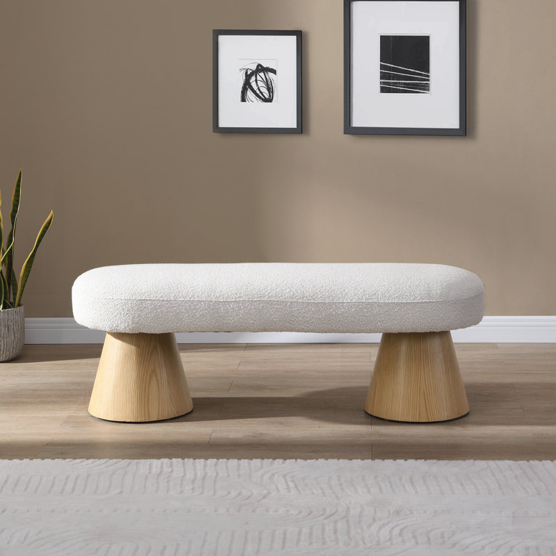 Banc de salle à manger moderne Tommy, H 17 po x l 49 po x P 16,5 po, Beige, Naturel