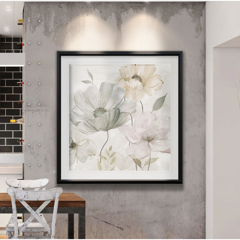 «Garden Grays Détail II», peinture, H 16 po x l 16 po x P 2 po, Impression encadrée, Noir
