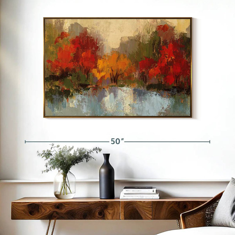 Automne Riverside I, Cadre flottant doré, 40 po x 27 po