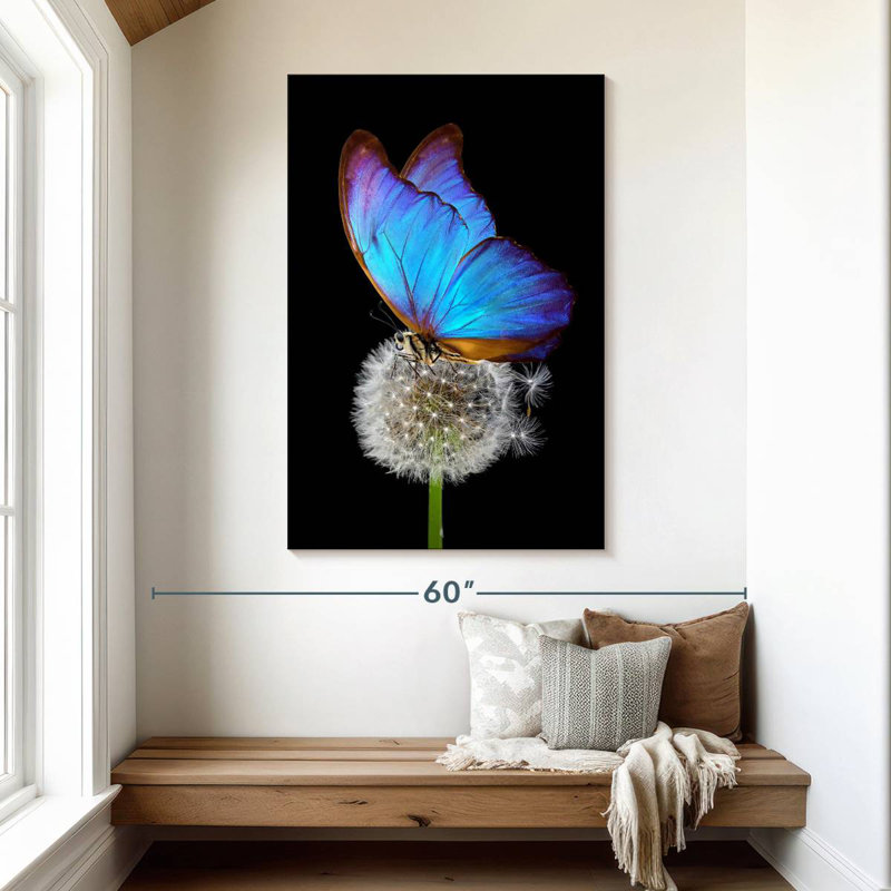 Brampt Blue Morpho On Dandelion, 48" H x 32" W