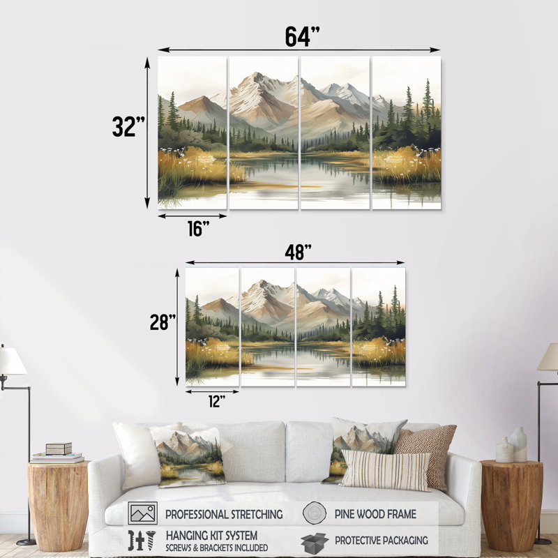 «Alaska Winter River Into Denali National Park II», ensemble d'art sur toile Alaska, H 32 po x l 64 po