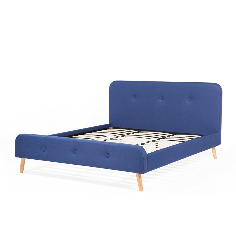 Upholstered Bed, 140 x 200cm, Dark Blue