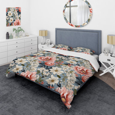 Ensemble de housse de couette Pink Floral Gardens Serenade Beauty II