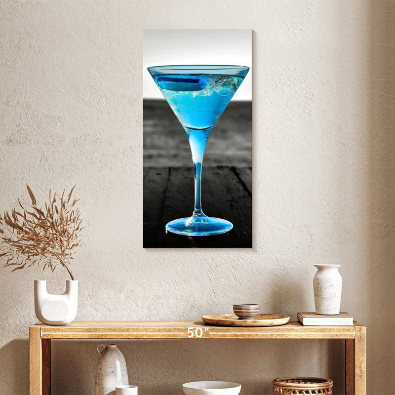 " Pop Blue Martini " Print, 36" H x 18" W x 1.25" D