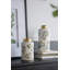 Pot en céramique blanche avec motifs floraux verts et détails dorés D5,5 x 12,5 po-1464985346