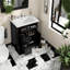 Meuble-lavabo peu encombrant avec lavabo, bois noir moderne et panneau de fibres à densité moyenne, solution de rangement pratique