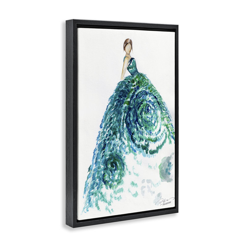 «Blossom Impression Ballgown Floater», art par Texturetones, Cadre flottant noir de jais, H 25 po x l 17 po