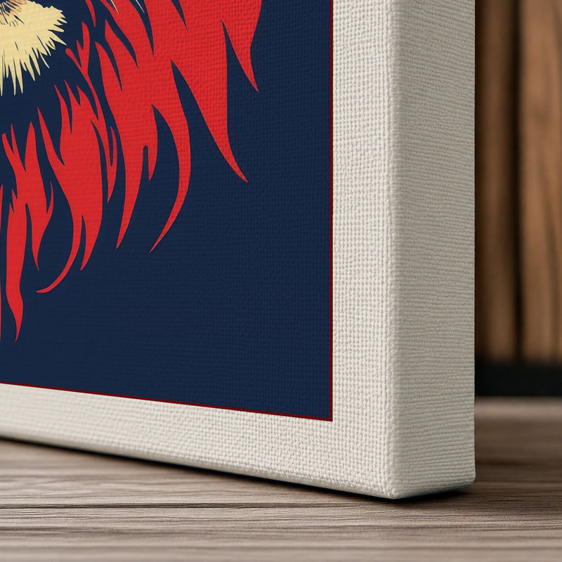 Commanding Lion Modern - Wrapped Canvas, 18x12 - 45.7 x 30.5 cm, Cream Border