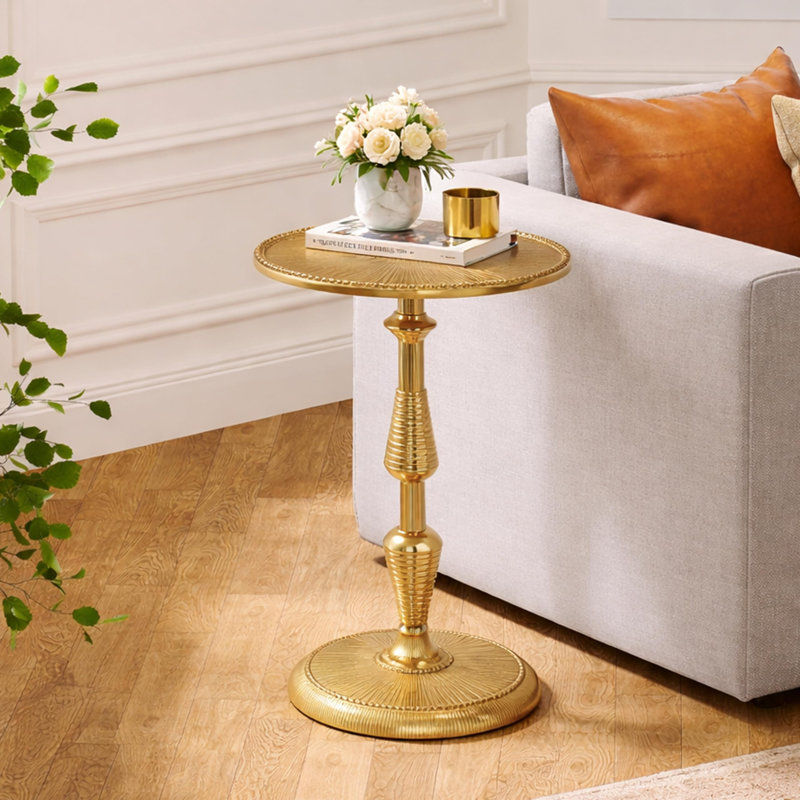 Table d'appoint Alpha Living Home Gold Accent, table de chevet moderne pour petits espaces