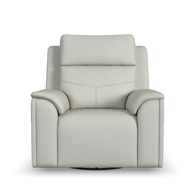Titus Swivel Gliding Recliner With Power Headrest, Lumbar, Heat & Massage, Gray