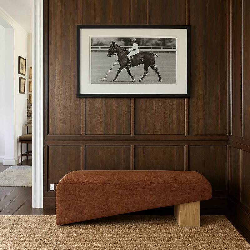Banc en tissu Alora, Tissu de polyester cognac, Naturel