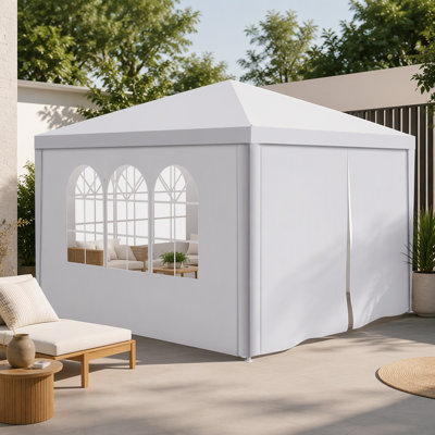 10x10 Ft Party Tent With Detachable Walls - Easy To Transport And Up Gazebo For Barbecues Water- Breathable
