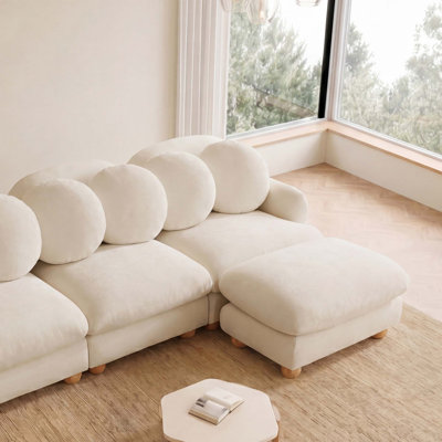 Canapé modulaire en chenille avec repose-pieds mobile