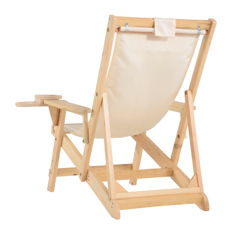 Folding Deck Chair, Natural, Beige