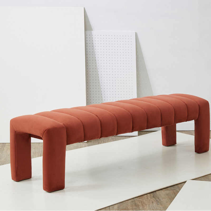 Bellisima Upholstered Bench, Rust Velvet