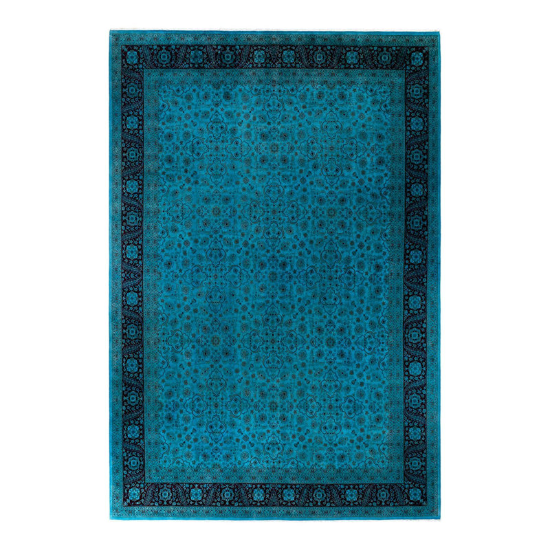 Tapis bleu unique de 9 pi 10 po x 14 pi 10 po Yankarlo