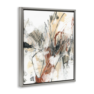  Terre cuite et gris, art mural encadré flottant abstrait par June Erica Vess
