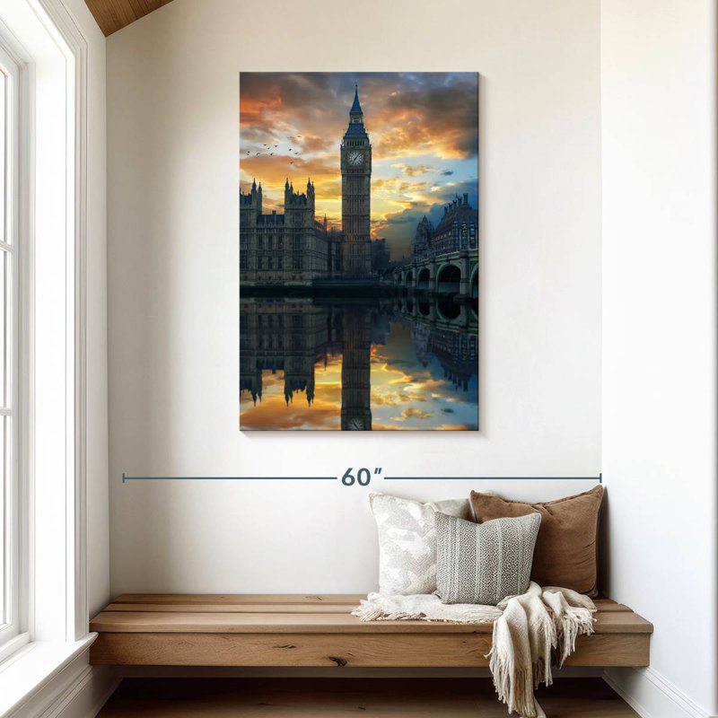 Aime Big Ben au coucher du soleil, H 45 po x l 30 po