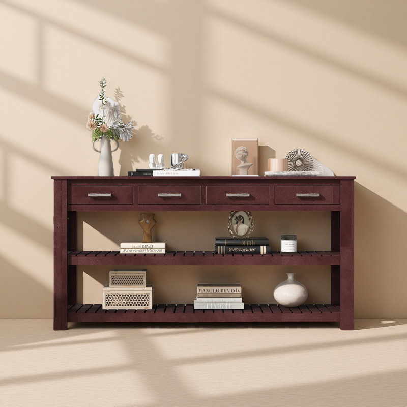 Élégante console d'entrée avec 4 tiroirs et 2 tablettes, convenant aux vestibules et au salon