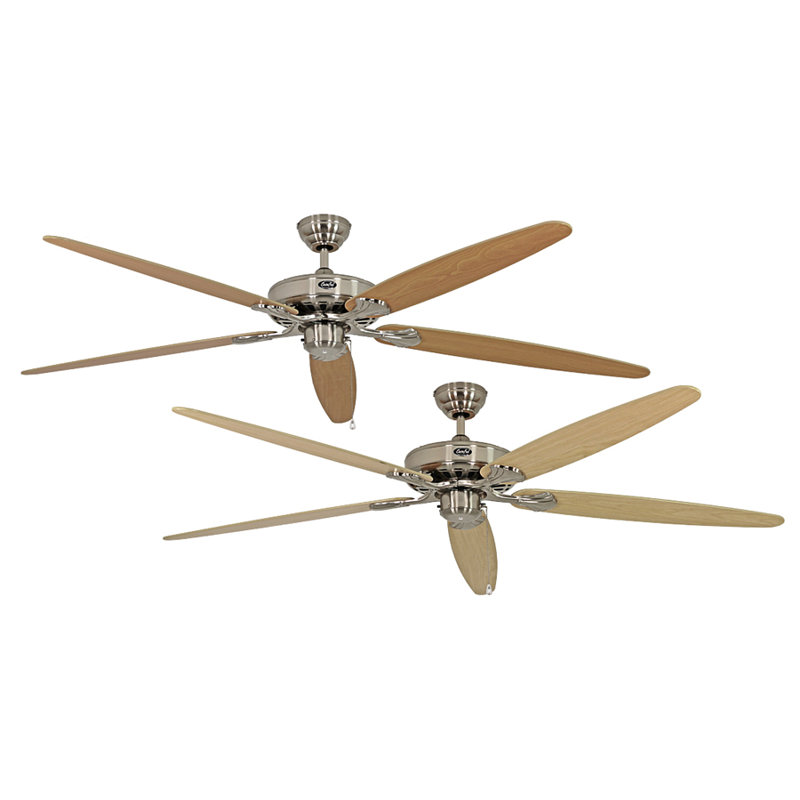 Boutwell 180cm Ceiling Fan, Brushed Chrome with Maple and Beech Blades