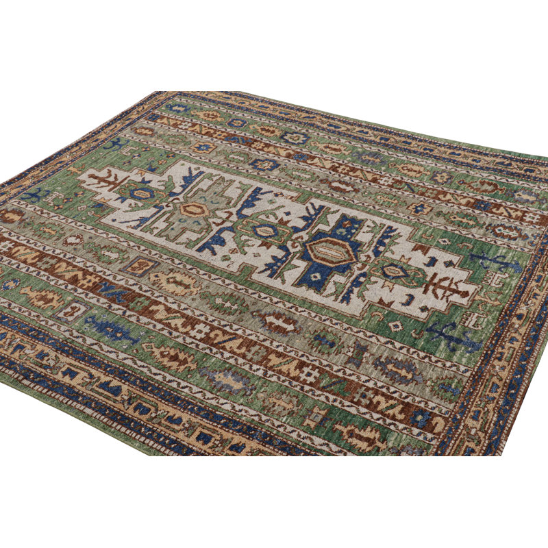 Burano Hand Knotted Wool Geometric Area Rug, Square 4'