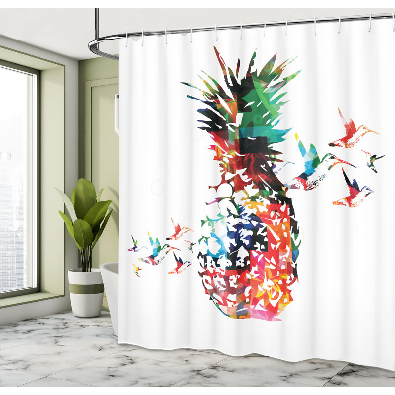 Ensemble de rideau de douche avec crochets et ananas, H 70 po x l 69 po