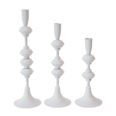 Ensemble de 3 porte-bougies en métal blanc 14,96 po