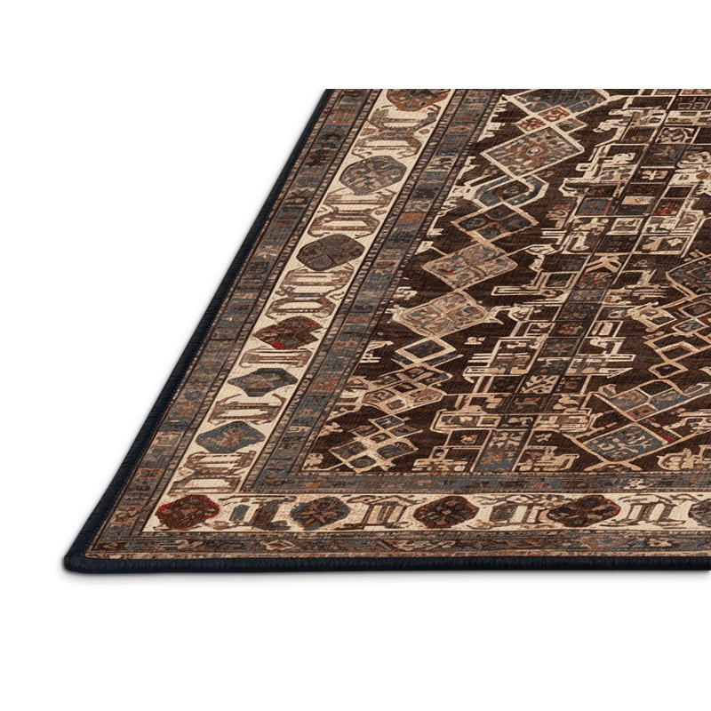 Tapis noir Art Deco lavable à la machine, Carré 8 pi