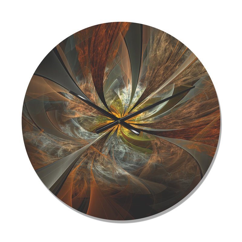 Horloge murale en bois - Fleur fractale symétrique, Moyen