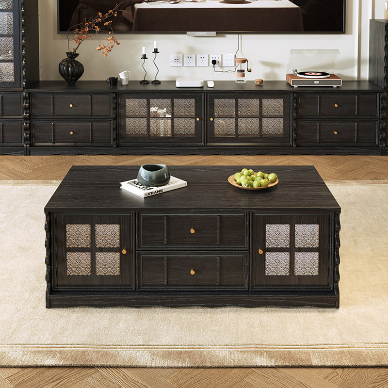 Table basse de style français avec rangement rétro, 16.5" H x 47.2" L x 23.6" W