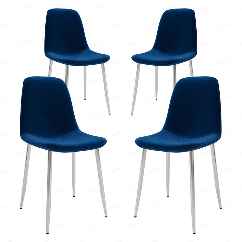 Chaise d'appoint rembourrée Kaydnce, dossier incurvé à dossier arrondi, siège rembourré en mousse avec pieds minces, Bleu