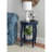 Phipps Navy Blue Round Side Table With Shapely Legs And Shelf