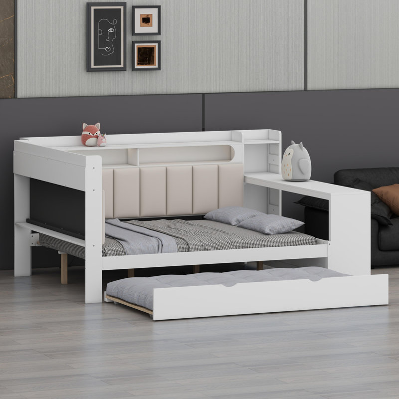 Modern Convertible Sleep Station Featuring Built-in Work Area, Extra Sleeping Deck, Device Charging Ports, Customizable LEDs, and Cushioned Back Support