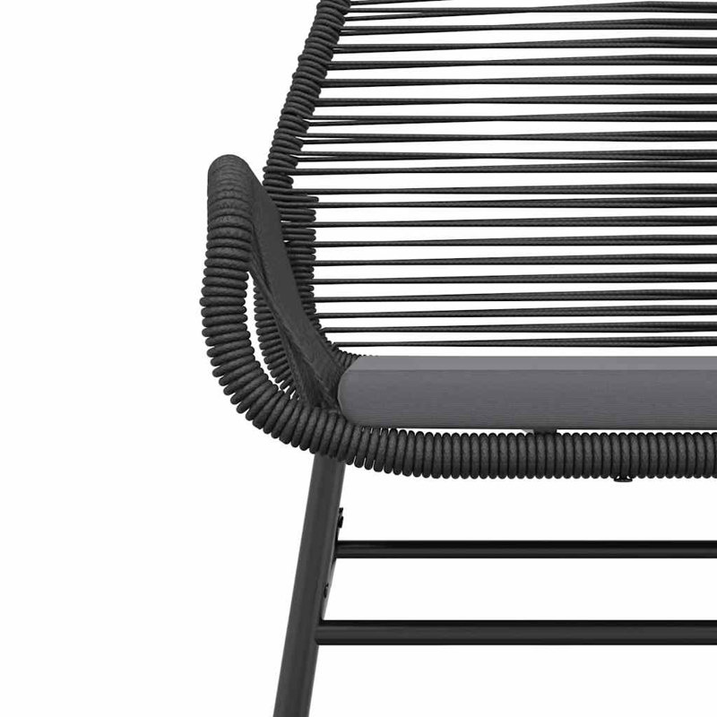 Patio Dining Set With Cushions Poly Rattan Glass, 29.1" H x 31.5" W x 63" L, 4, Black/Black
