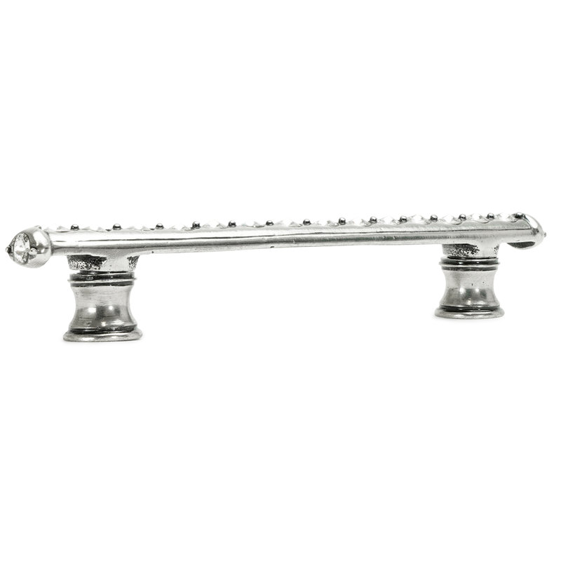 Caché 4 inches c.c. pull with flared feet with center of Swarovski Clear Crystals in Chalice, Silver, 4"