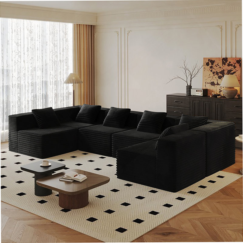 Modular Sectional Couch With Deep Seat And High-Density Memory Foam For Ultimate Comfort And Flexible Living Room Layouts.