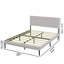 Base de lit plateforme en fer avec support en lattes de bois et tête de lit tapissier (grand) - Gris