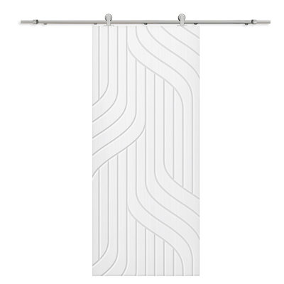 Hollow Paneled Painted without Installation Hardware Kit Barn Door